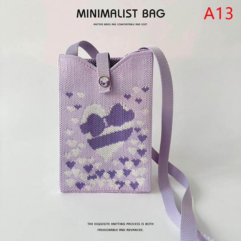 Mini Handy-Tasche Gestrickte Schulter-Umhängetaschen Tragbare Kleine Gewebte Geldbörse Vielseitige Handtasche für Frauen
