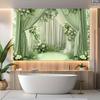 2D Flat Green Drape & White Rose Backdrop, Elegant Background for Engagement & Outdoor Wedding