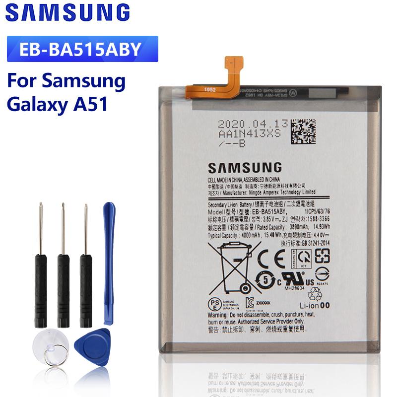 

Original Replacement Battery For Samsung Galaxy A51 SM-A515 SM-A515F/DSM SM-A515F SM-A515U EB-BA515ABY Batteries 4000mAh