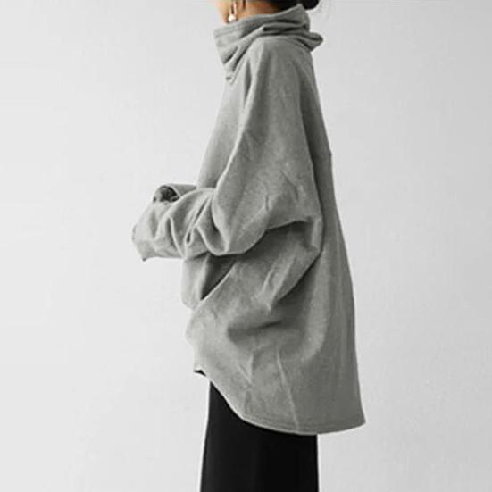 Dámská mikina Jednobarevná Silná Podzim Zima Patchwork Rolák Pulovr na Párty