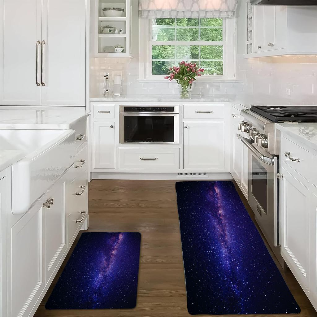 1Pcs Luxury Starry Sky  Kitchen Mat Soft Thickened Kitchen Floor Mat Waterproof Non-slip Oil-proof Floor Mat Runner Rug