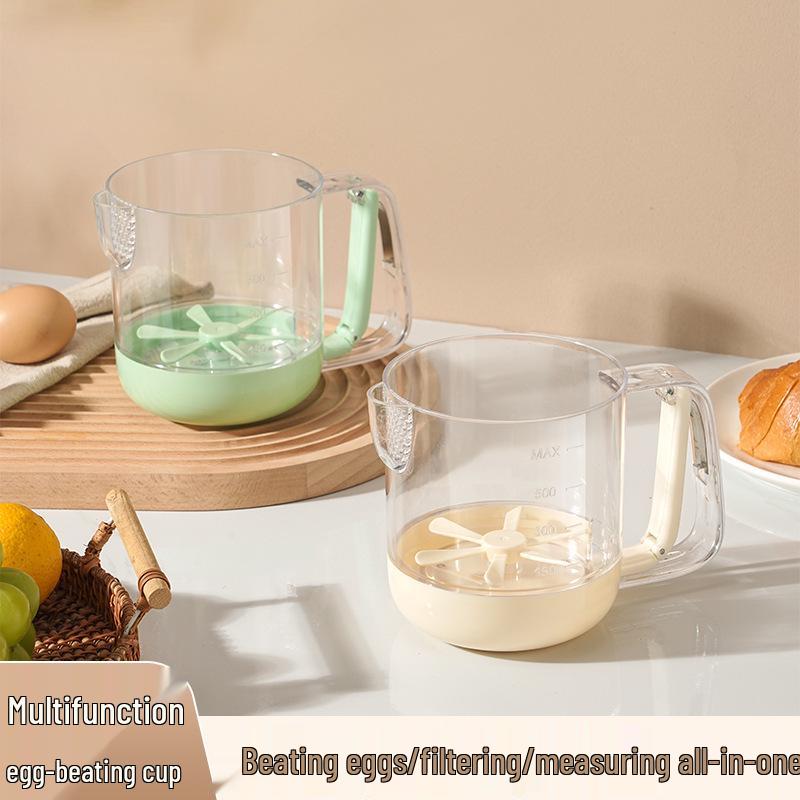 Multi-functional Egg Beater Cup: Large Capacity Manual Whisk for Baking, Whipping Cream, Baby Food