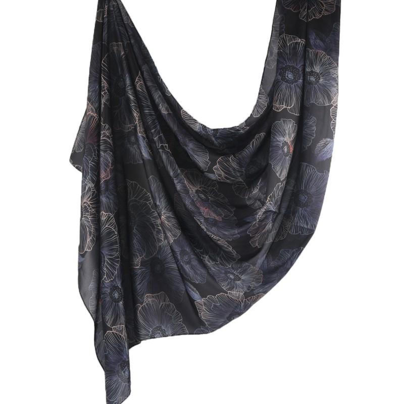 Silk Printed Scarf Wrap Shawl Ethnic Style Marble Lightweight Versatile Accessory Women