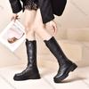 Fashion Comemore Women's Boots 2025 Autumn Winter New Platform Lace Up Knee High Boots for Women Fashion Black White Thck Heel Botas