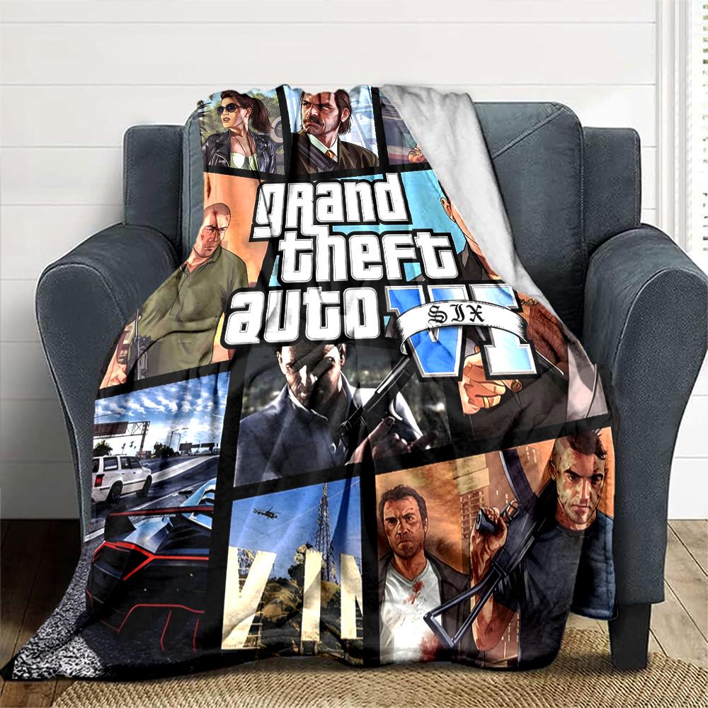 1pc GTA Blanket, Gift, for Men and Women, Soft Blanket, Good for Sofa Bed Couch Travel, Lightweight Flannel Blanket