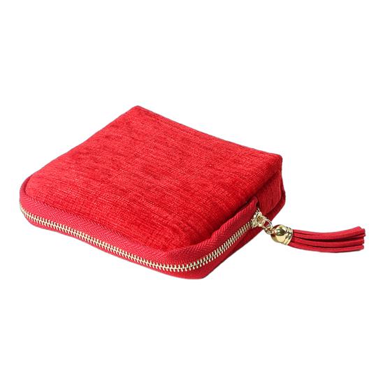 Small Travel Jewelry Case 5 Compartments Portable Mini Jewelry Box with Tassel Zipper Soft Velvet Organizer Pouch for Rings Bracelets Bangles Cards