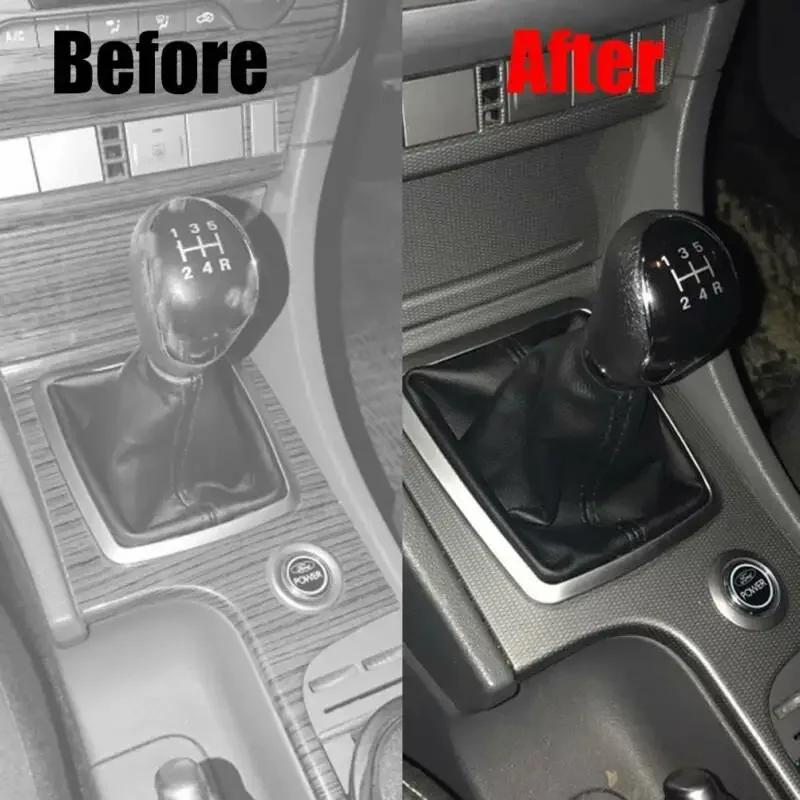 5 Speed Manual Car Gear Shift Knob Shifter Boot Stick PU Leather +Plastic For Ford Fiesta MK7 2008-2013 Focus MK2 FL 2008-2011