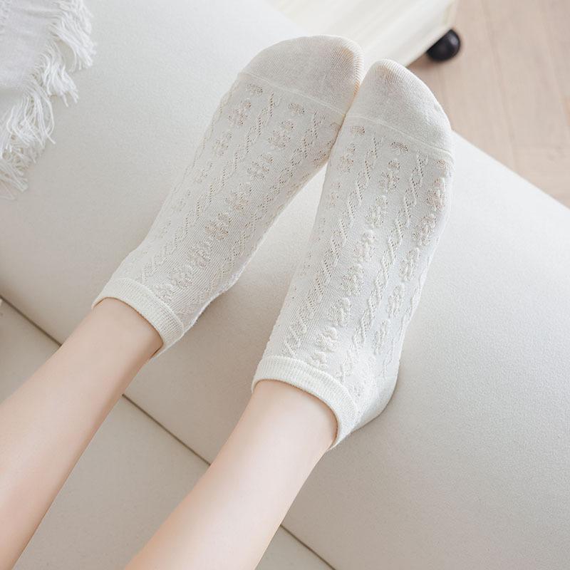 5/10 Pairs Women White Striped Short Socks Fashionable Lolita Jk Style Soft Comfortable Sweat Absorbing Breathable Casual Socks