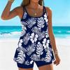 Women's Swimwear Tankini 2 Piece Swimsuit  Plant  Pattern Print Vacation Bathing Suits