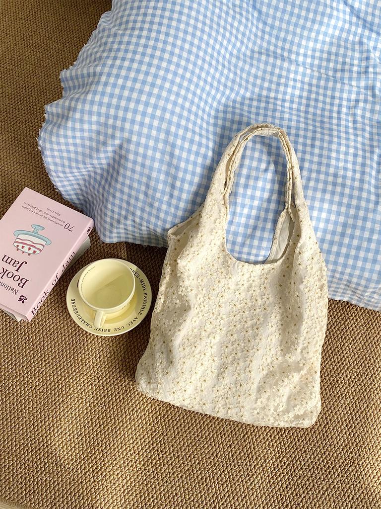 Summer Daisy Lace Girls Vest Bags Lightweight Portable Ladies Shoulder Bag Commuter College Style Student Female Book Tote
