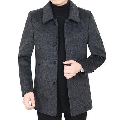Nuovo cappotto invernale da uomo in lana, medio e lungo, business casual, ispessito, a quadri, piumino, cappotto da uomo