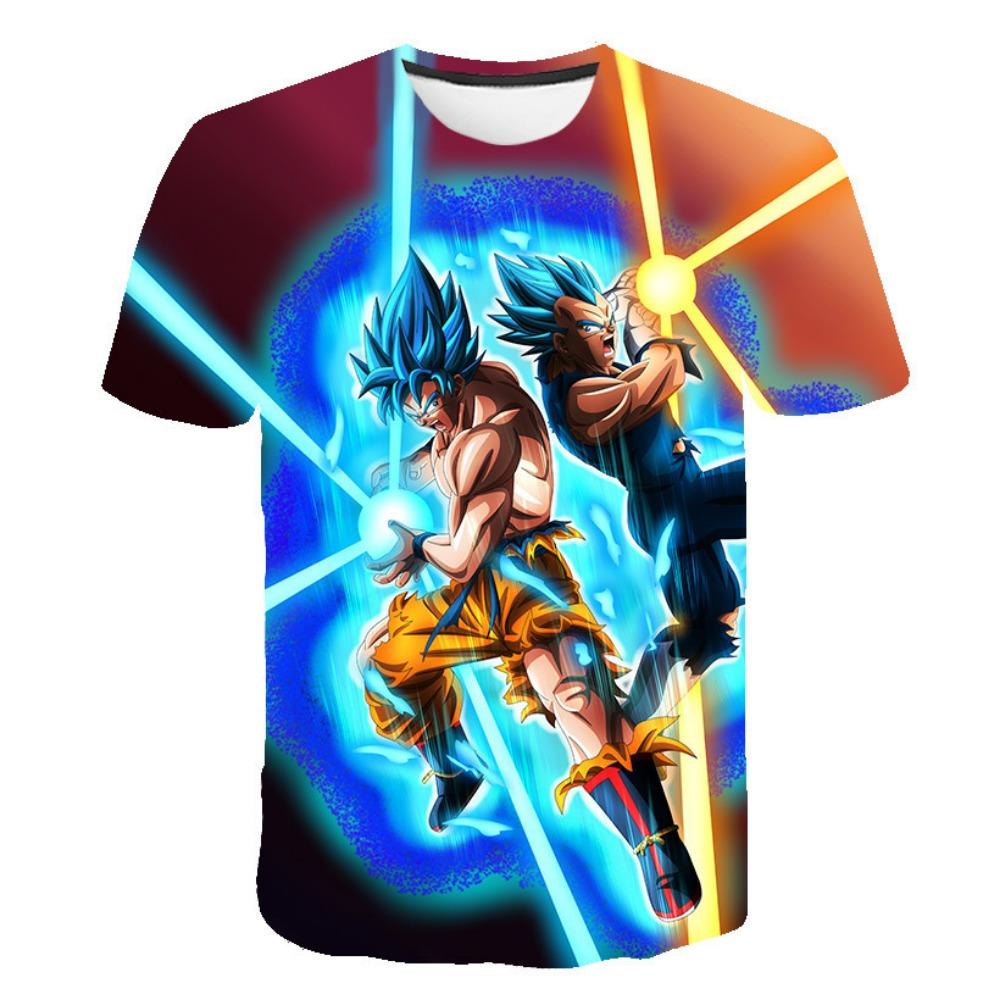Children's Dragon Ball Series 3D Digital Printed Boys' Casual and Comfortable Round Neck Short Sleeved T-shirt