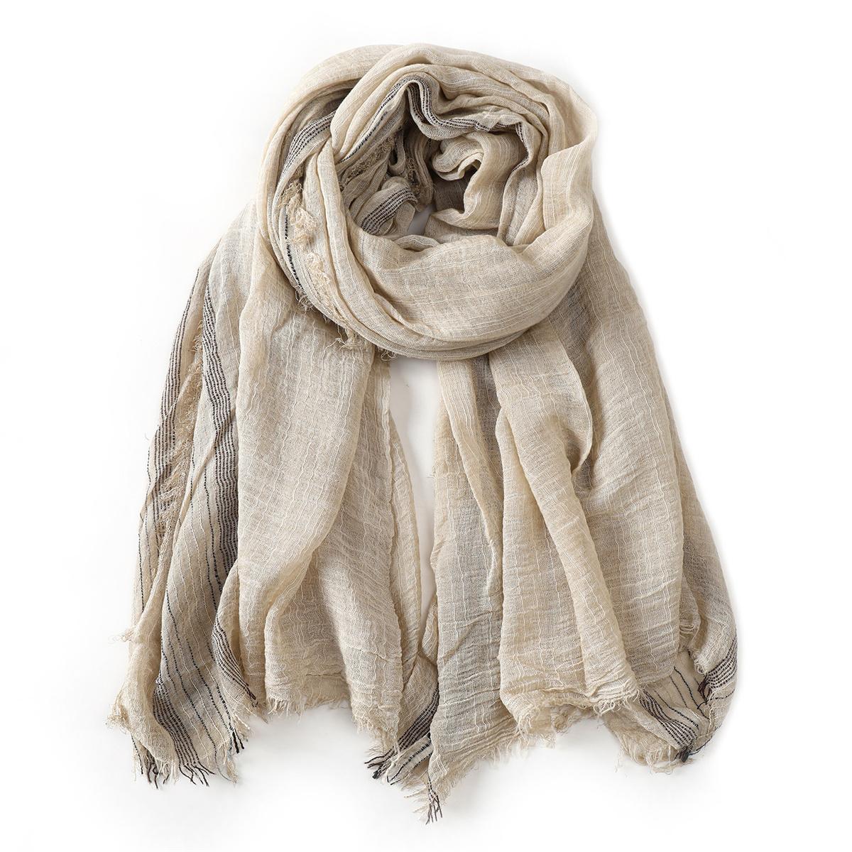 

Модные полосатые мужские шарфы из хлопка и льна, осенне-зимние теплые шейные платки, мужской шарф, мужские аксессуары, короткая бахрома, буфанда, шаль