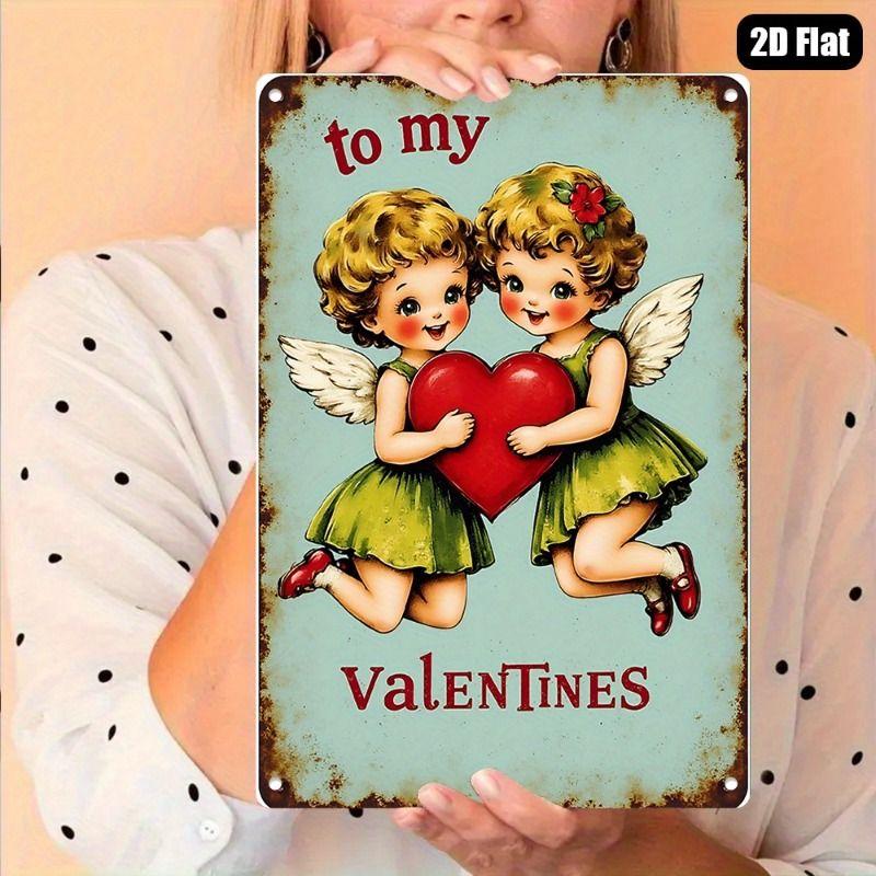 

Vintage Valentine s Day Metal Decorative Painting Gift for Couples Bedroom Living Room Cafe