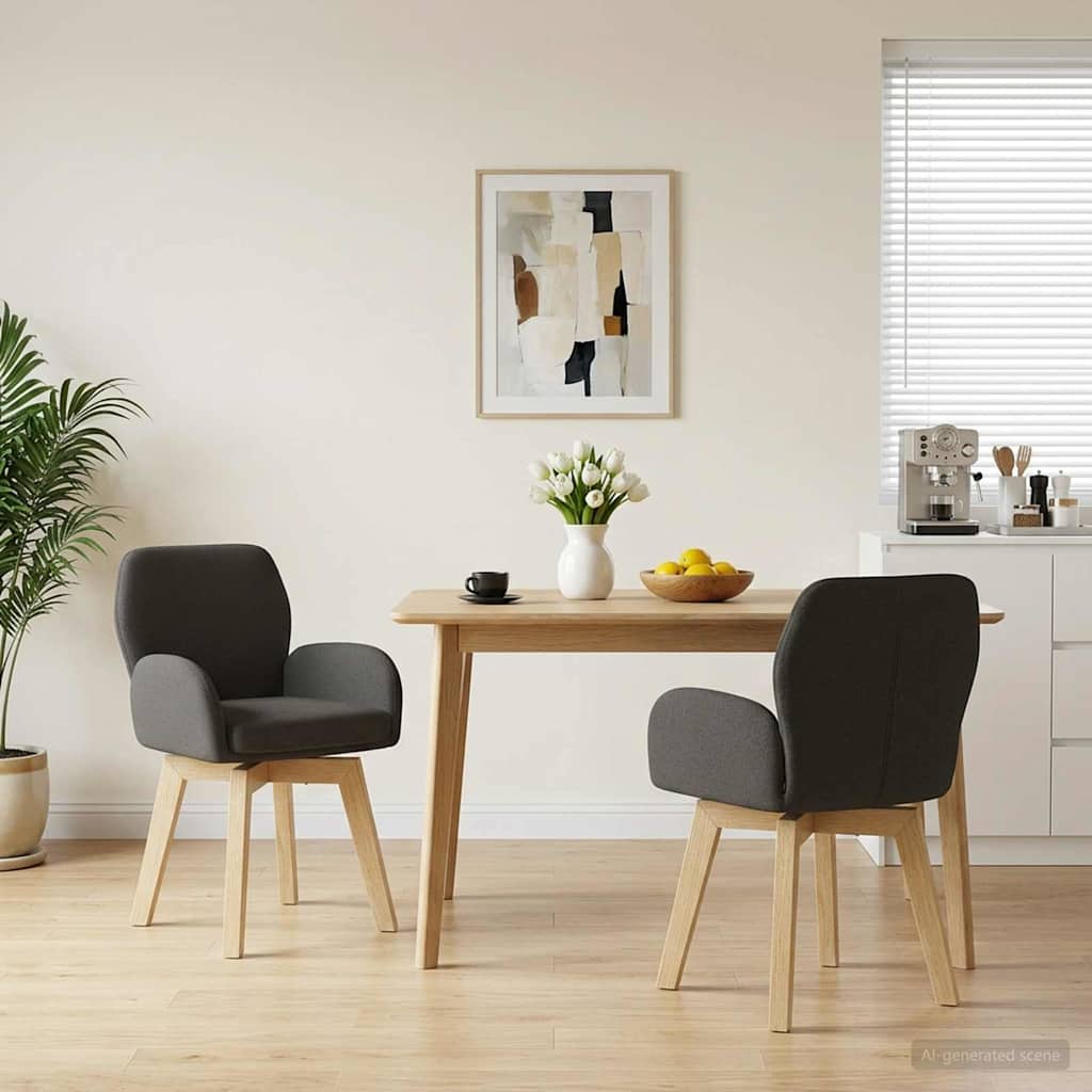 Swivel Dining Chair 2 pcs Boucle Dark Gray 54 x 58 x 87 cm