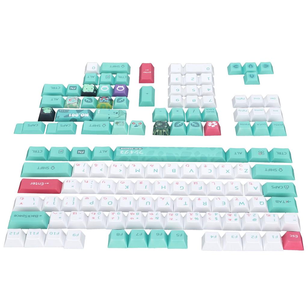 PBT Keycaps 131 Key Japanese Style With Cartoon Animation Elements for Universal PC Gaming