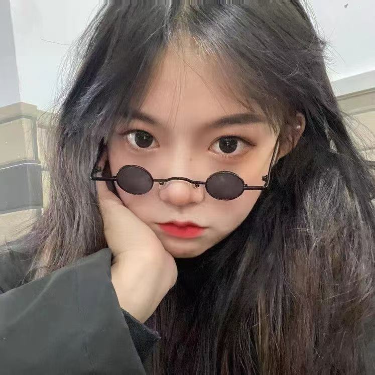 New Punk Round Retro Sunglasses for Men and Women Small Frame Hip Hop Style Ins Fashion