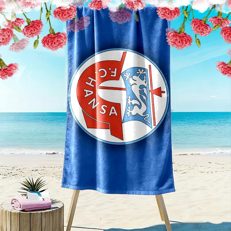 FC Hansa Rostock Druck Strandtuch, Großes Weiches Schnelltrocknendes Handtuch für Strand Camping Schwimmen