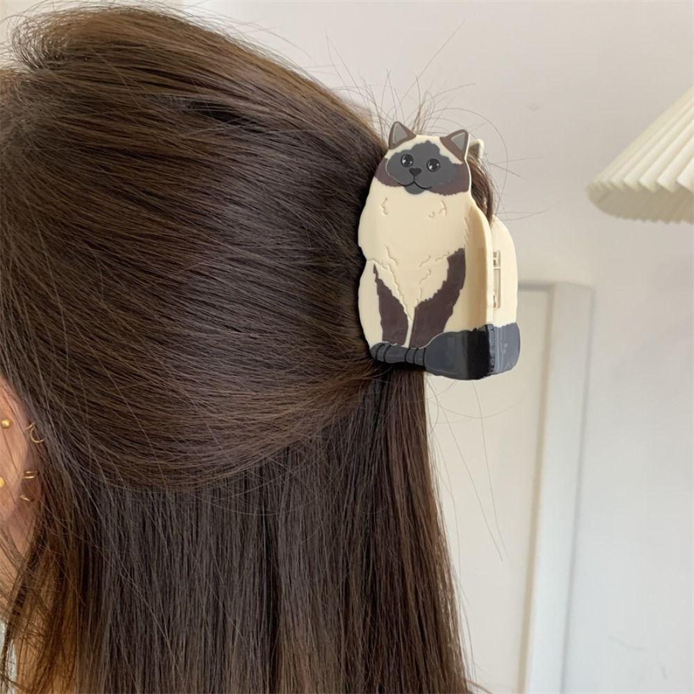 Korean Style Acetate Cat Hair Claw Cartoon Animal Shark Clip Personalized Kitten Claw Clip  Girls