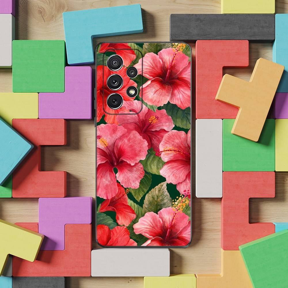 Hibiscus Hawaiian Flower Phone Case For Samsung S9,S10,S20,S10,S21,S25,S24,S23,Ultra,FE,Plus,Lite,Soft Silicone Black Cover