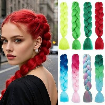 24-calowe wstępnie rozciągnięte syntetyczne włosy ombre do warkoczy Jumbo Box Braids Kolorowe przedłużenia włosów na szydełko dla kobiet