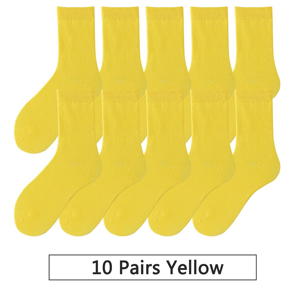 10 Pairs/Lot New Woman Cotton Socks Men Sock Solid Color Autumn Spring For Female's Soft Breathable Colorful Girl