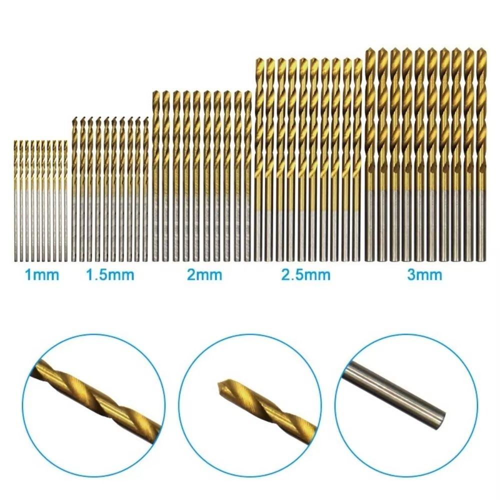 50Pcs/Set High Speed Steel Twist Drill Bit Set Woodworking Hole Opener Metal Wood Aluminum Drilling