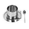 Ensemble 3 pièces Tasse à café isotherme Ensemble Tasses à double paroi en acier inoxydable Tasse à thé au lait avec soucoupe Ensemble cuillère