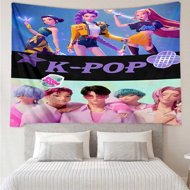 Colorful Kpop cartoon Tapestry Hanging for Bedroom,Livingroom, Playroom,Decor Art Room Wall Tapestry Holiday and Birthday Gifts