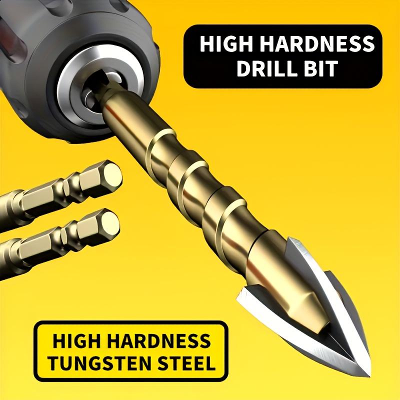 7pcs Multi-functional Drill Bit Set, Glass Tile Drill Hexagonal Shank Spiral Groove Cross Alloy Drill Ceramic Four-edge Drill To Drill Vitrified Brick