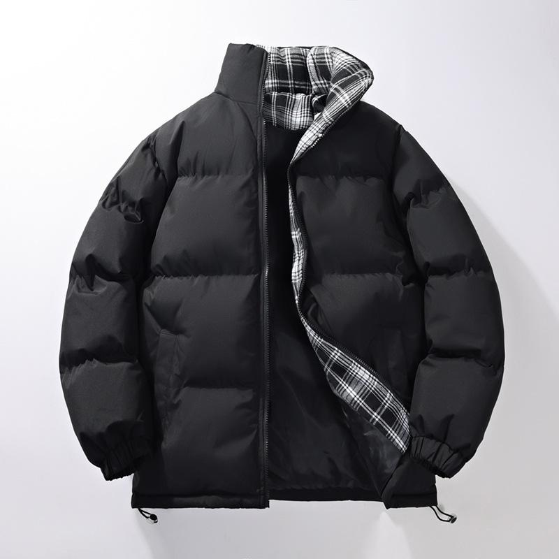 Men's Trendy Winter Stand Collar Puffer Jacket - Versatile, Warm, and Thickened Cotton Outerwear for Couples and Youth