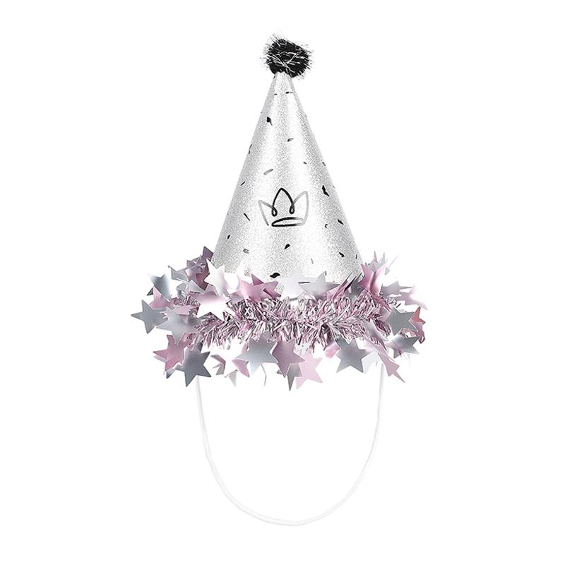 

Детская шляпа на день рождения, бумажные короны, колпачки для первого дня рождения мальчика и девочки, принадлежности для украшения фото реквизит золото серебро розовый серебряный