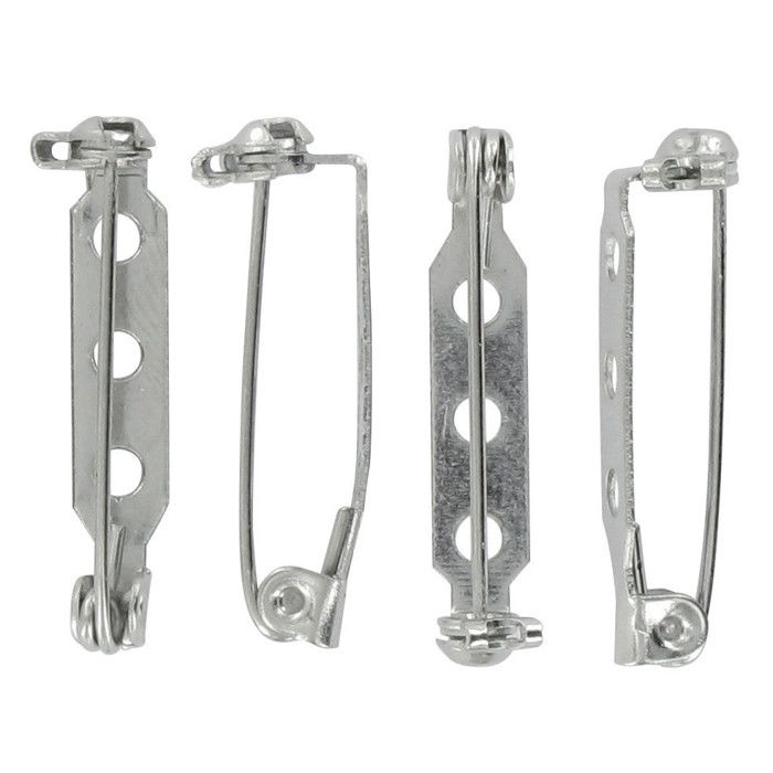 Broche platine 3 trous 2,5 cm Argenté 10 pièces