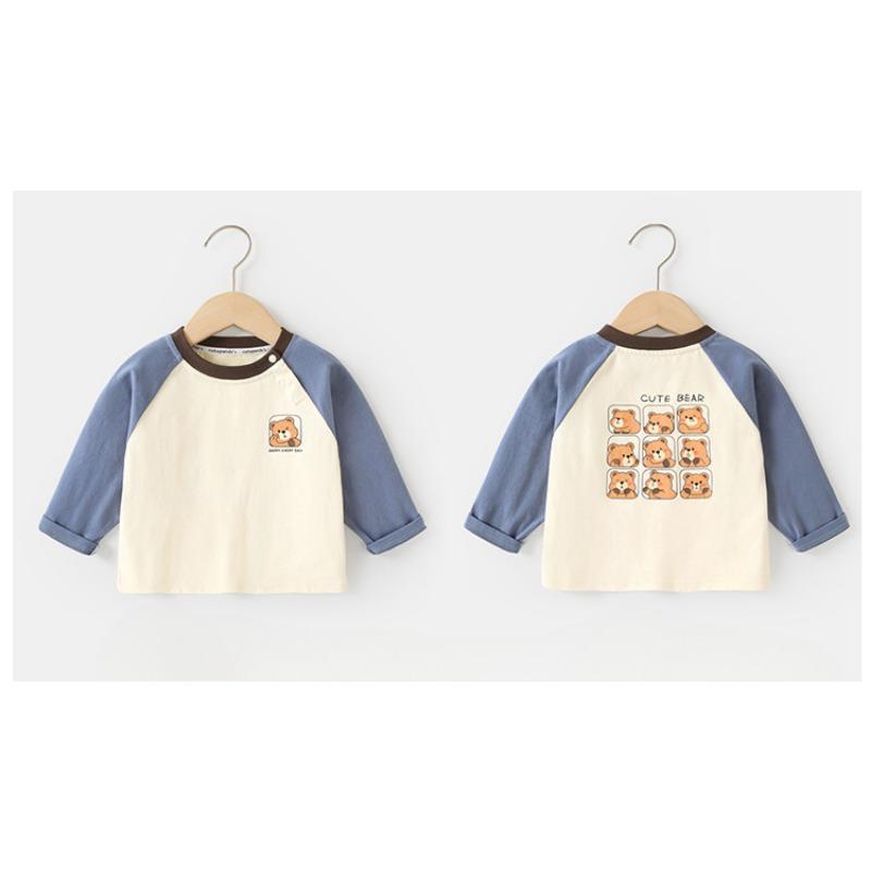 Frühling und Herbst Kinder Baumwolle Langarm T-Shirt Oberteil Basis-T-Shirt