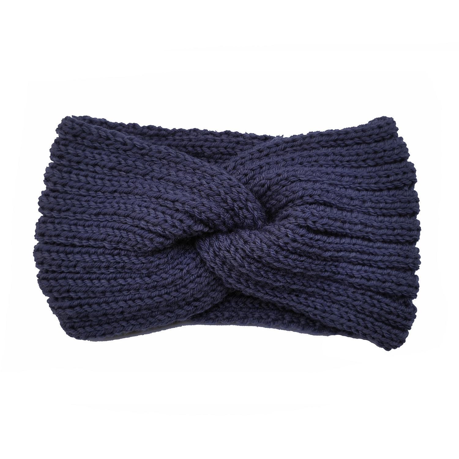 

Женская высококачественная трикотажная повязка на голову для йоги - 19 цветов с крестообразным узором null джинсовый синий