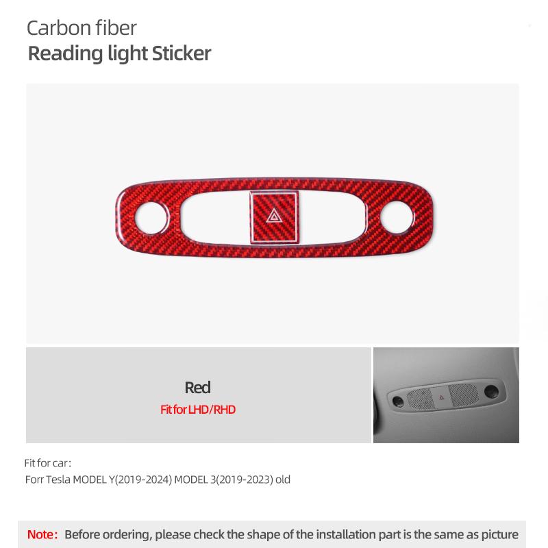 For Tesla Model 3 2019-2025 Model Y 2019-2025 Carbon Fiber Front Reading Light Panel Trim Sticker Car Interior Tuning Accessory