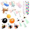 Cat Stick  Feather Toys Indoor Cats Pet Toys Feather Replacement Head Cat Sequins Feather Teaser Cat Bell Balls Fuzzy Ball Toys
