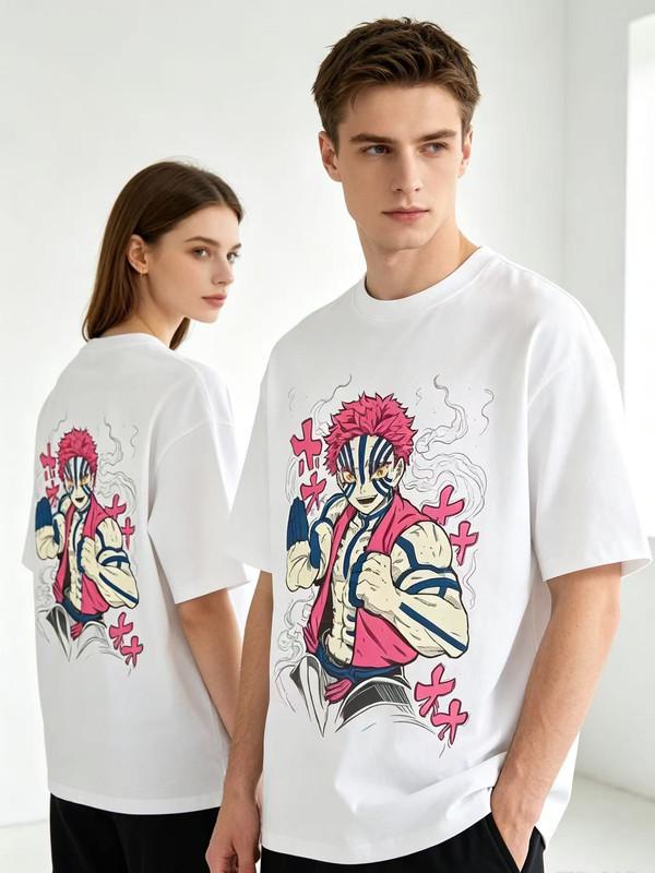 Unisex Shirt Cotton Oversize Large Size Vintage Washed Demon Slayer