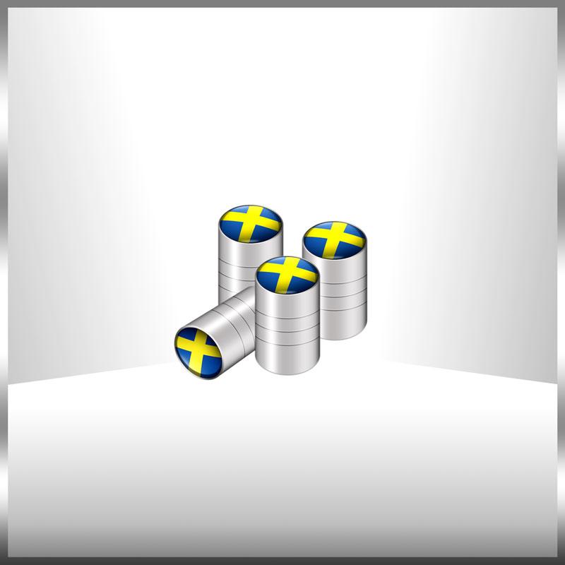 Bildekorasjon 4 stk Sverige Svensk Flagg Emblemer Bilhjul Dekkventilhetter Deksel Bilstyling For Volvo V40 V60 XC40 XC60 XC90 V90 S90