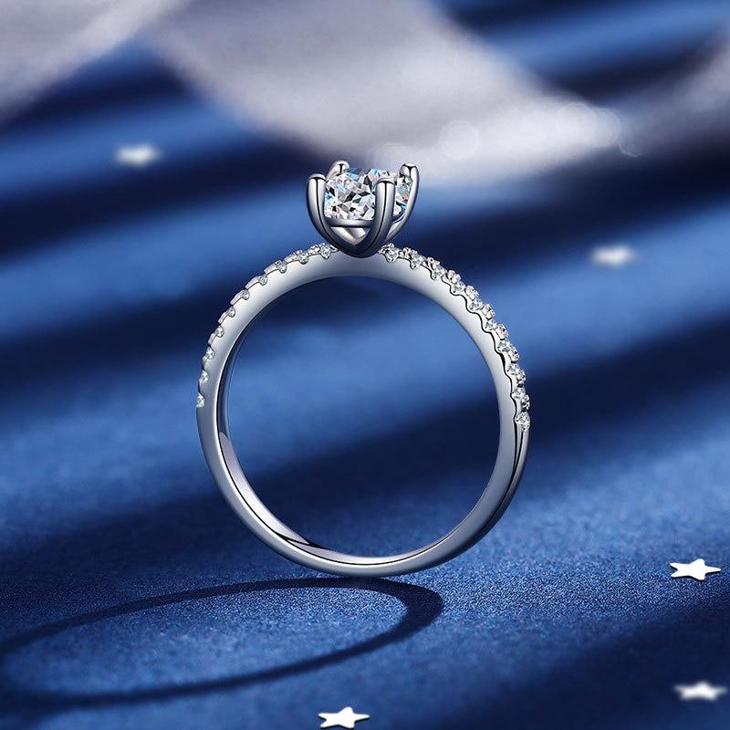 Bague Ringen Real Sterling Silver 925 1CT Emerald Cut Moissanite Ring D Color VVS Stone Created Diamond Wedding Rings For Women Fine Jewelry