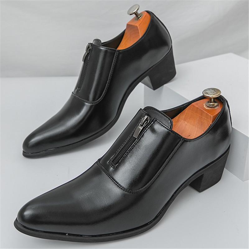 

Black Brown Luxury Brand Designer Patent Leather Shoes For Men Pointed Slip On Loafers Wedding Dress Prom Formal Footwear 38 чорний