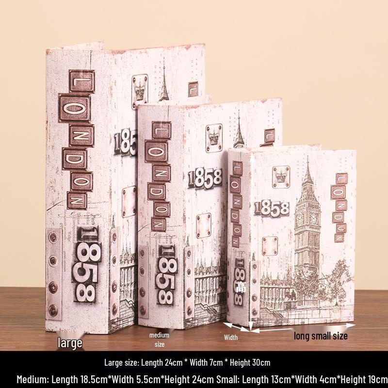 Scaffale per Libri in Legno Retrò Europeo: Ornamenti Vintage e Scatola Decorativa per Libreria