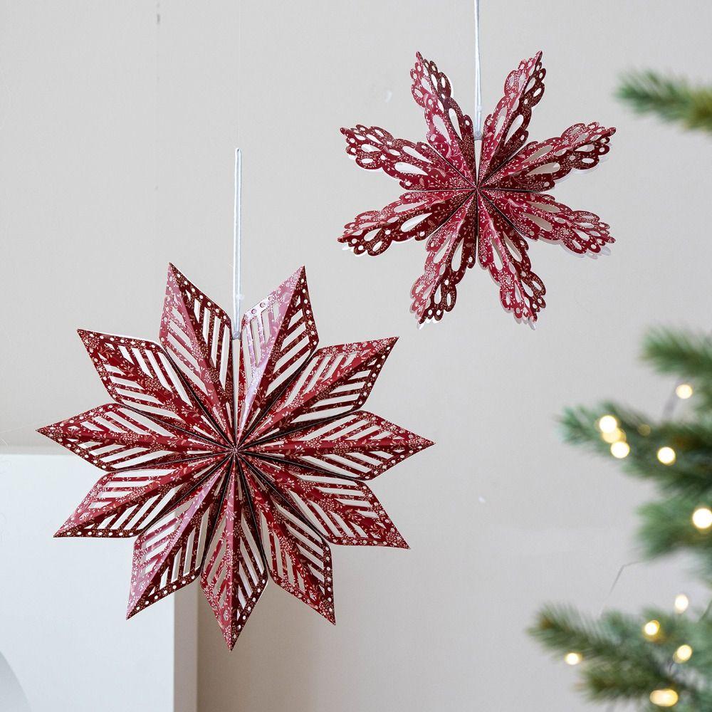 Paper 3D Christmas Tree Lampshade 30cm Hanging Star Decorative Lampshade Snowflake Shape Ceiling Pendant