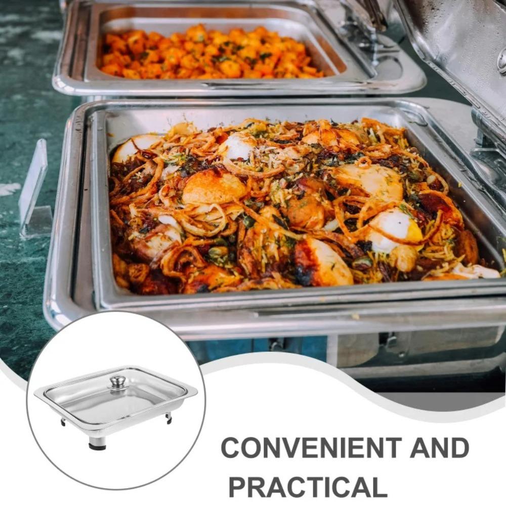 Practical Chafing Dish Food Tray Stainless Steel Metal Pot Pans Serving Plate Foods Holder  Dining