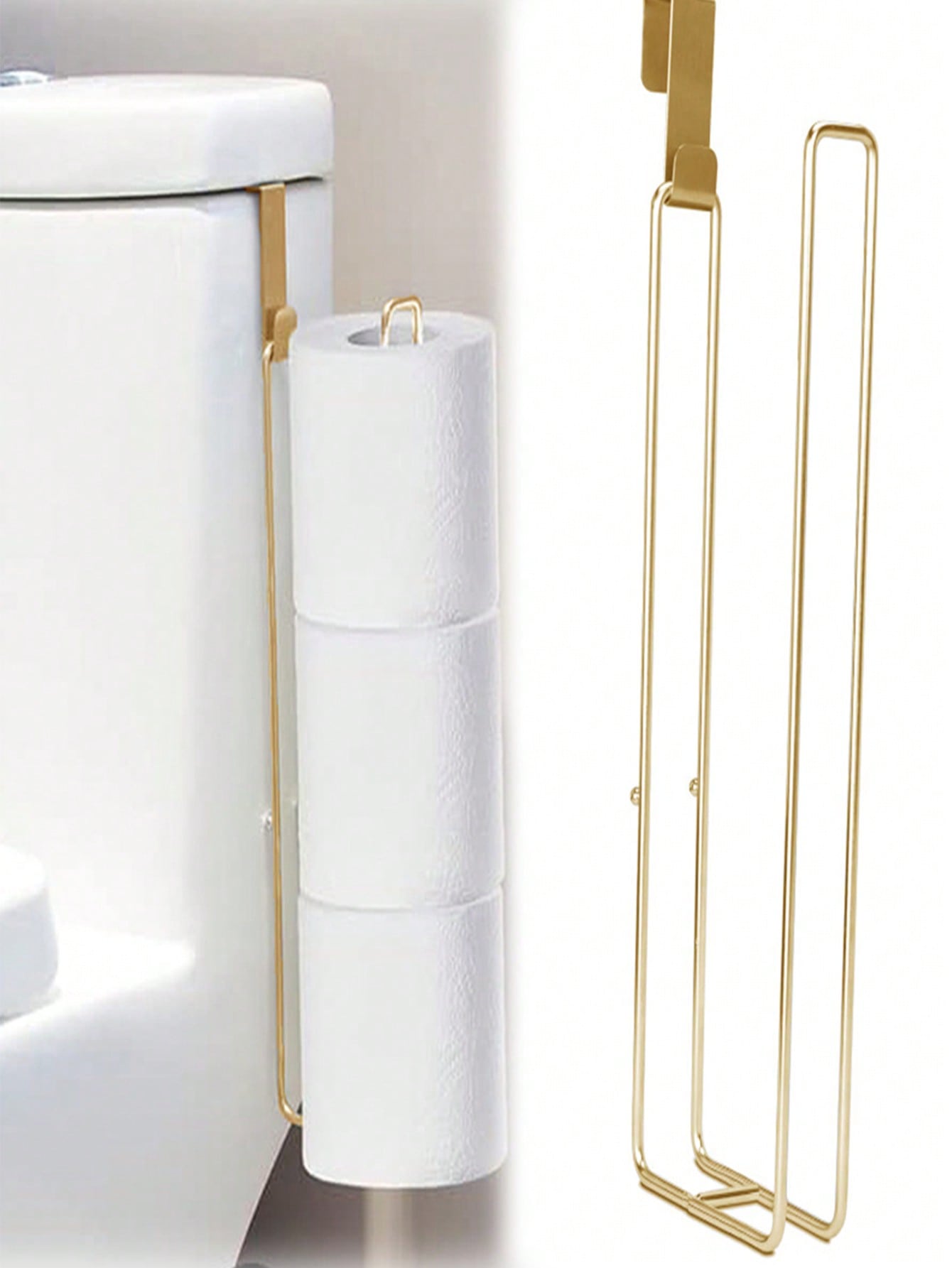 

Non Perforated Roll Paper Rack, Bathroom Storage Rack, Kitchen Storage Wall Mounted Rack, Toilet Hanging Tissue Rack one-size золотой