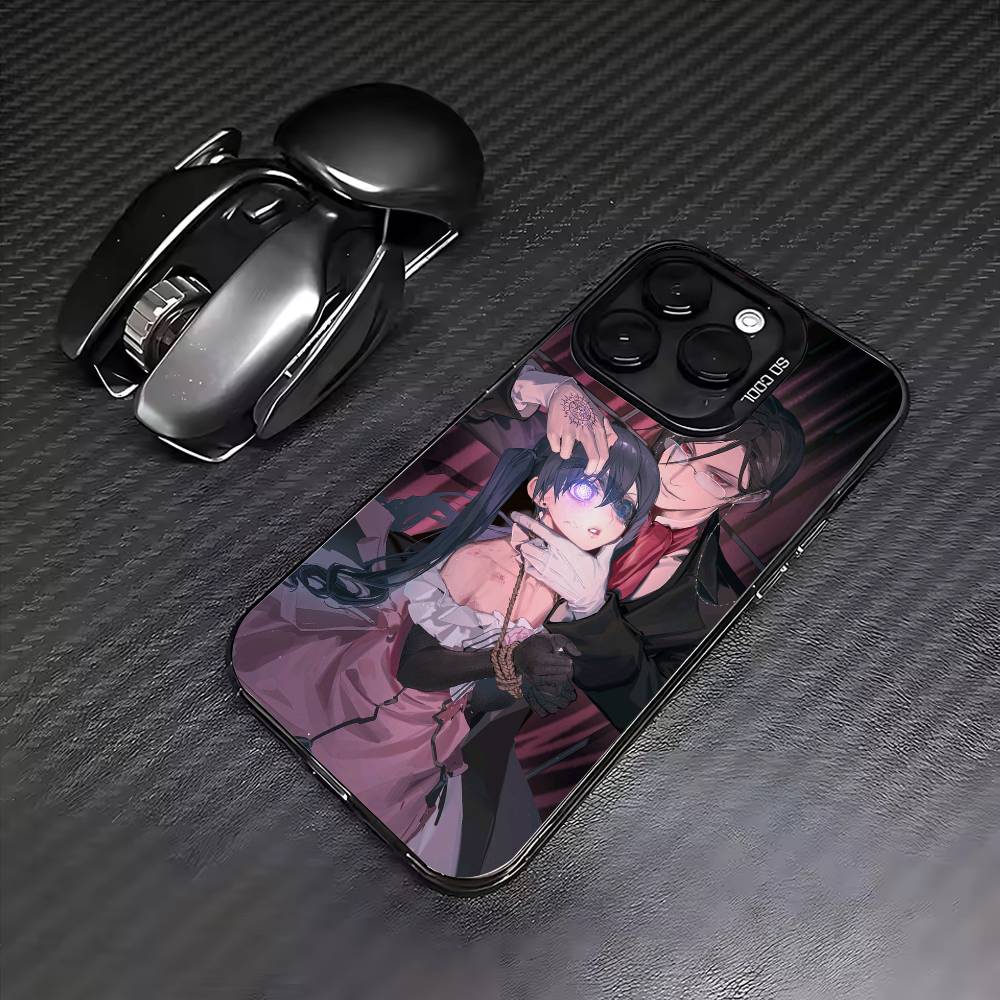 Anime B-Black Butler  Phone Case For iPhone17,16,15,14,13,12,11 Plus,Pro Max Colored Silver Plated Inside Cover
