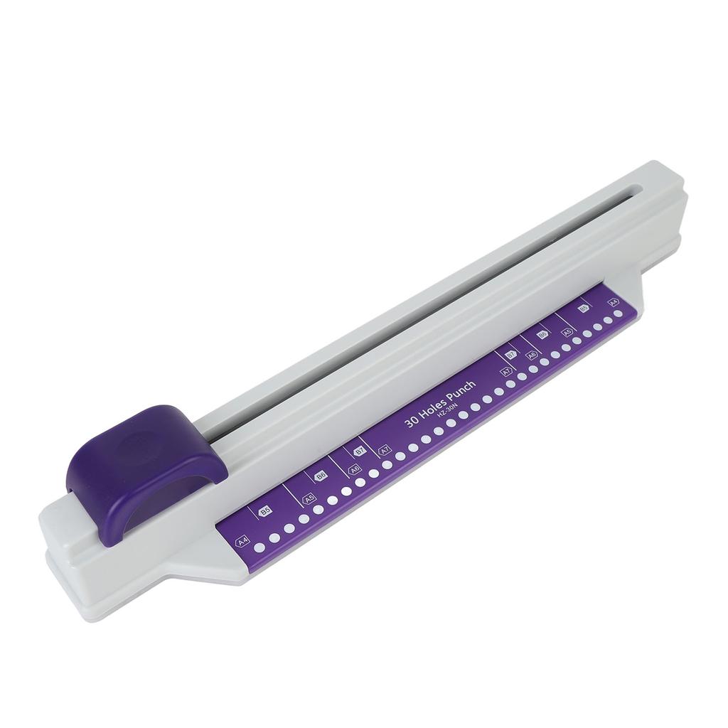 30 Hole Punch 6 Sheet Capacity Hand Push A4 Paper Punch Binding Machine with 4 Loose Leaf Strips
