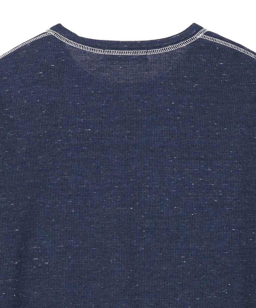IL CORSO Pin Slub Waffle Long Sleeve T-Shirt Blue