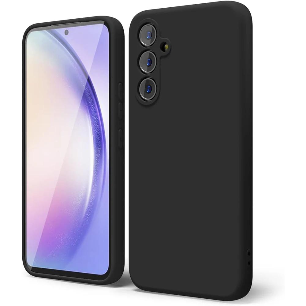 

Настоящий жидкий силиконовый чехол для Samsung Galaxy A05 A05S A15 4G 5G S24 S24 + S24 Ультра роскошный противоударный чехол для Samsung Galaxy A25 A35 A55, аксессуар Samsung A55 чёрный