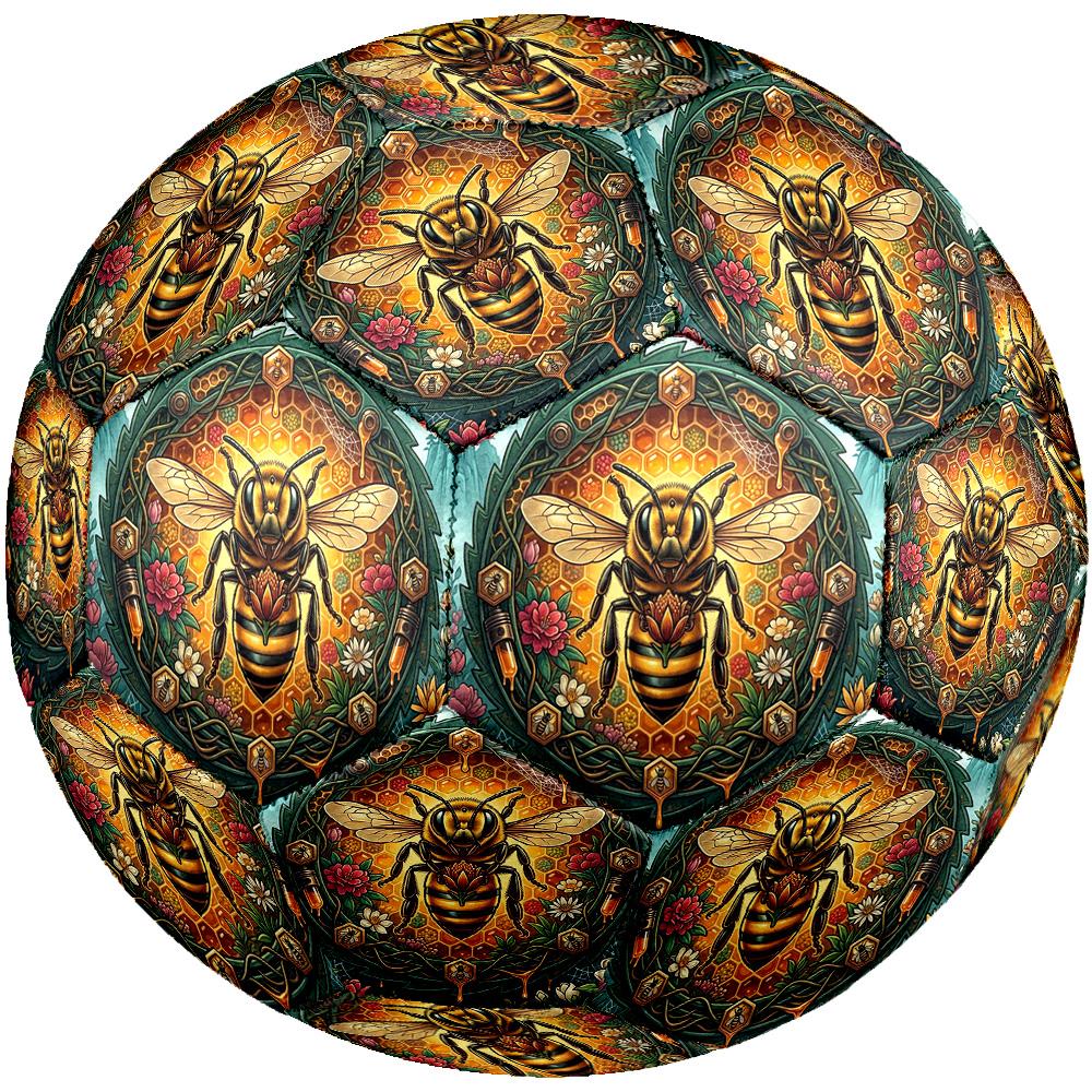 Bee Honeycomb Nature Artwork Round Football Size 5 Adult Ball Suitable for Training Matches and Outdoor Team. разноцветный